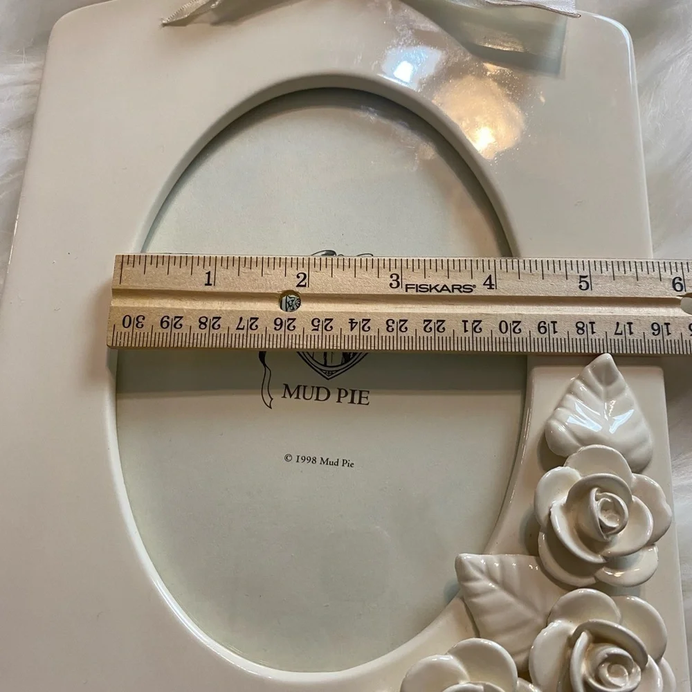 Mud Pie Rosette Ribbon Photo Frame shabby‎ chic Victorian